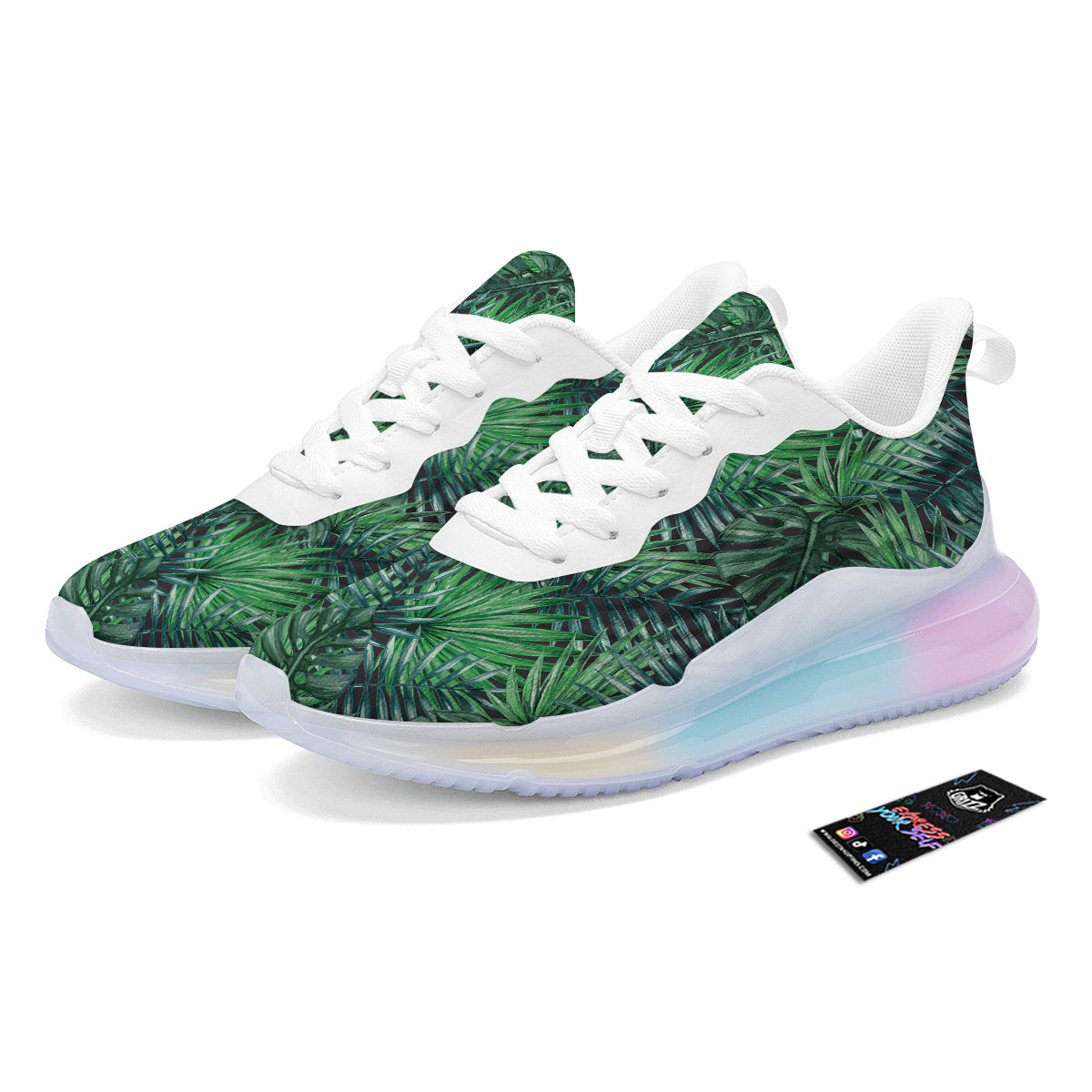 Tropical Leaf Watercolor Print Pattern Running Sneakers-grizzshop