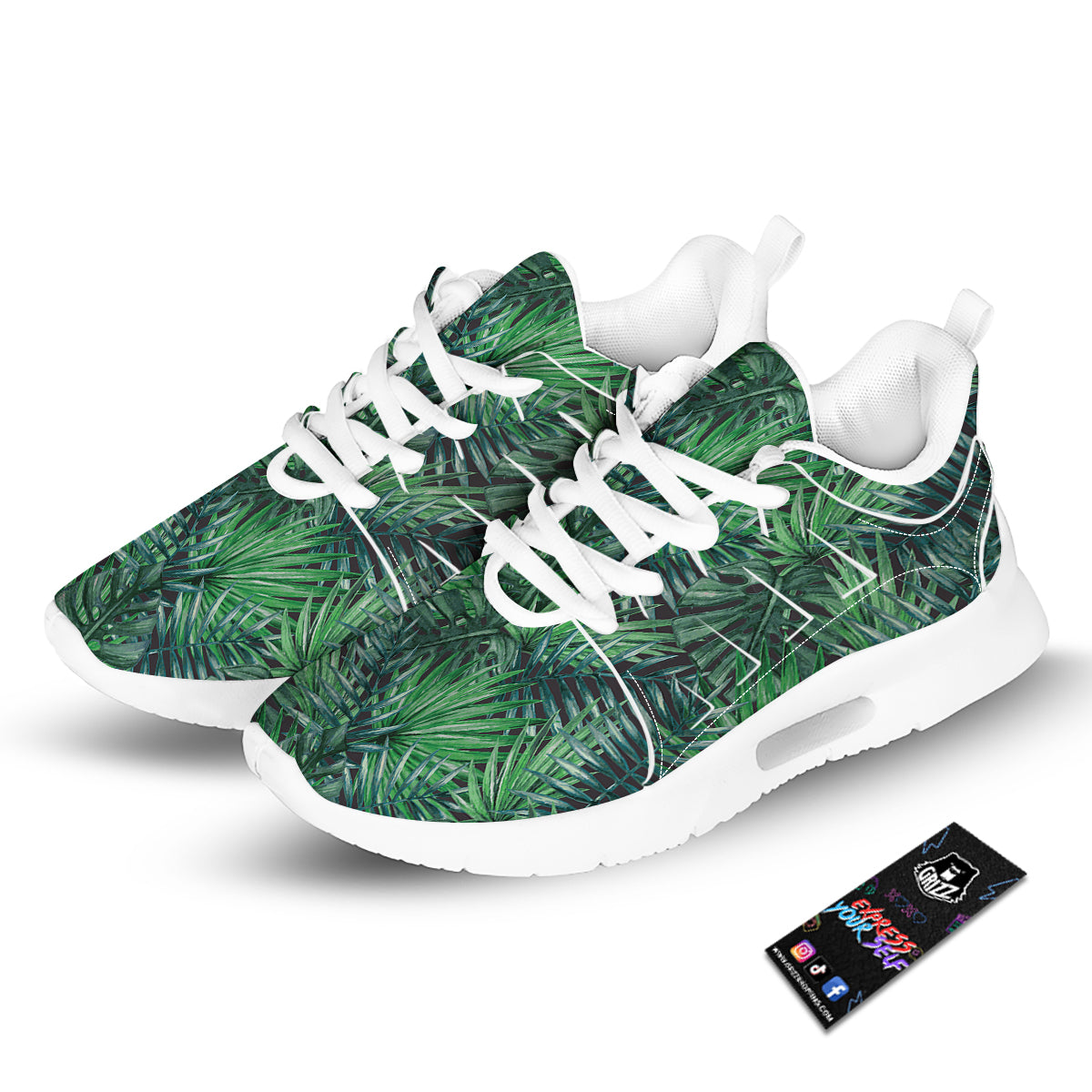Tropical Leaf Watercolor Print Pattern Tennis Shoes-grizzshop