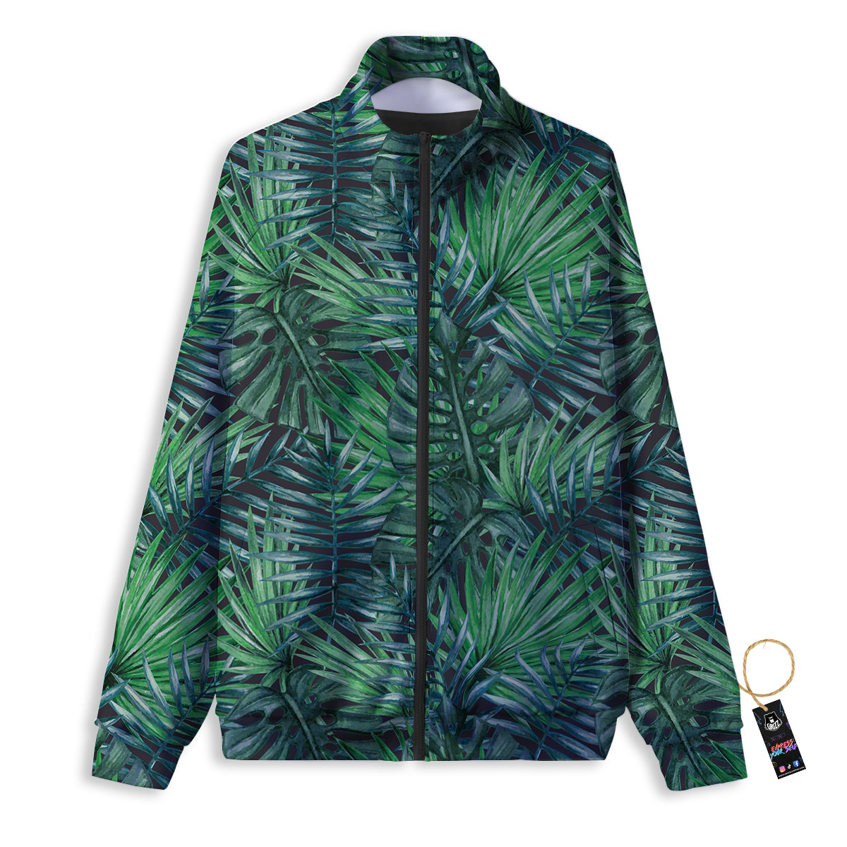Tropical Leaf Watercolor Print Pattern Track Jacket-grizzshop