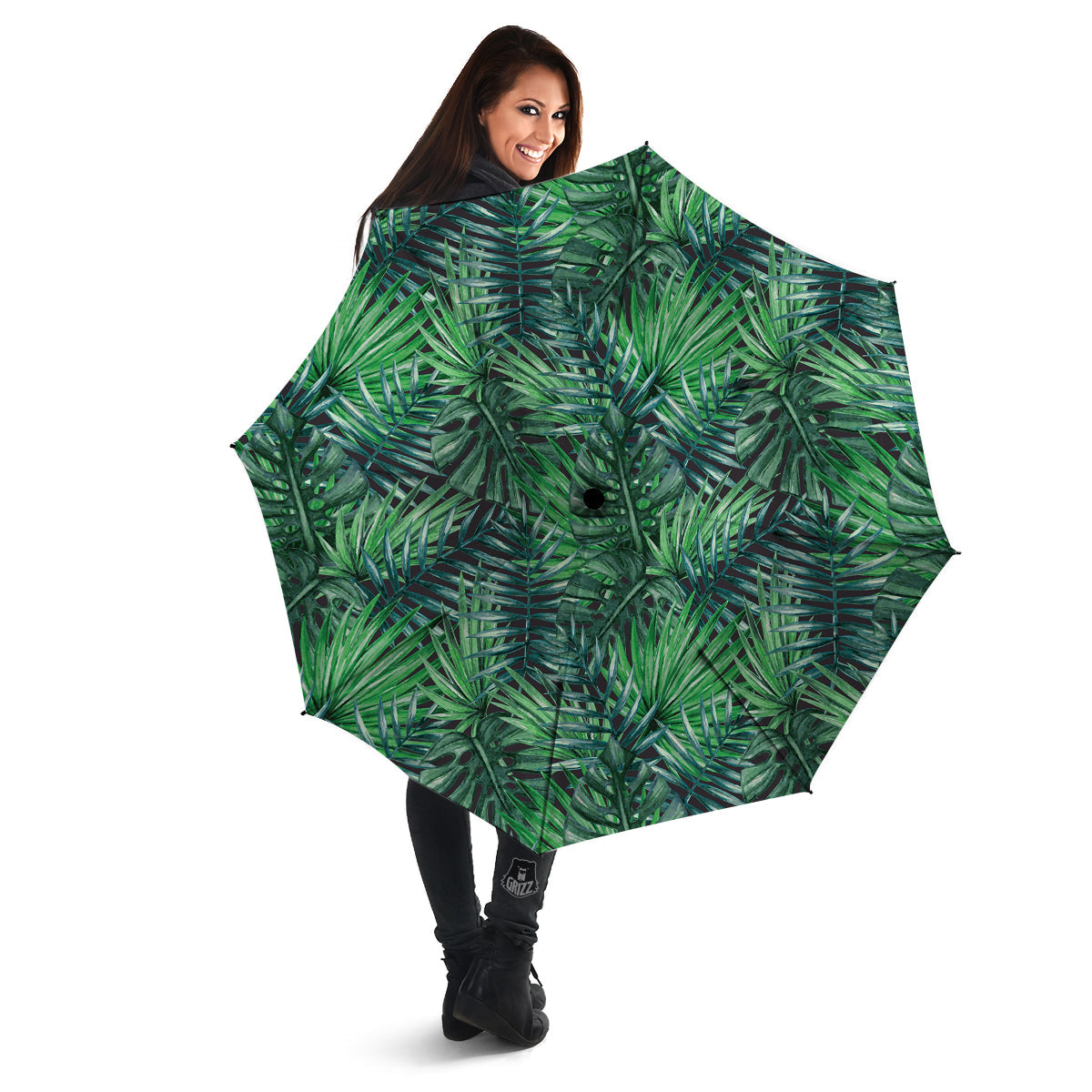 Tropical Leaf Watercolor Print Pattern Umbrella-grizzshop