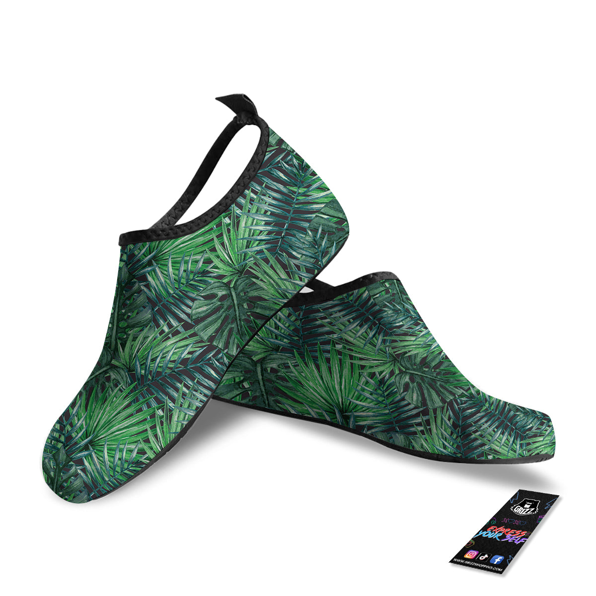 Tropical Leaf Watercolor Print Pattern Water Shoes-grizzshop