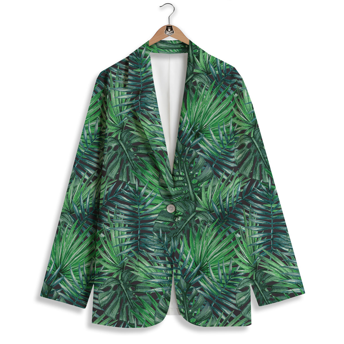 Tropical Leaf Watercolor Print Pattern Women's Blazer-grizzshop