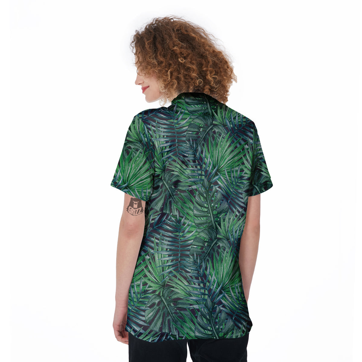 Tropical Leaf Watercolor Print Pattern Women's Golf Shirts-grizzshop