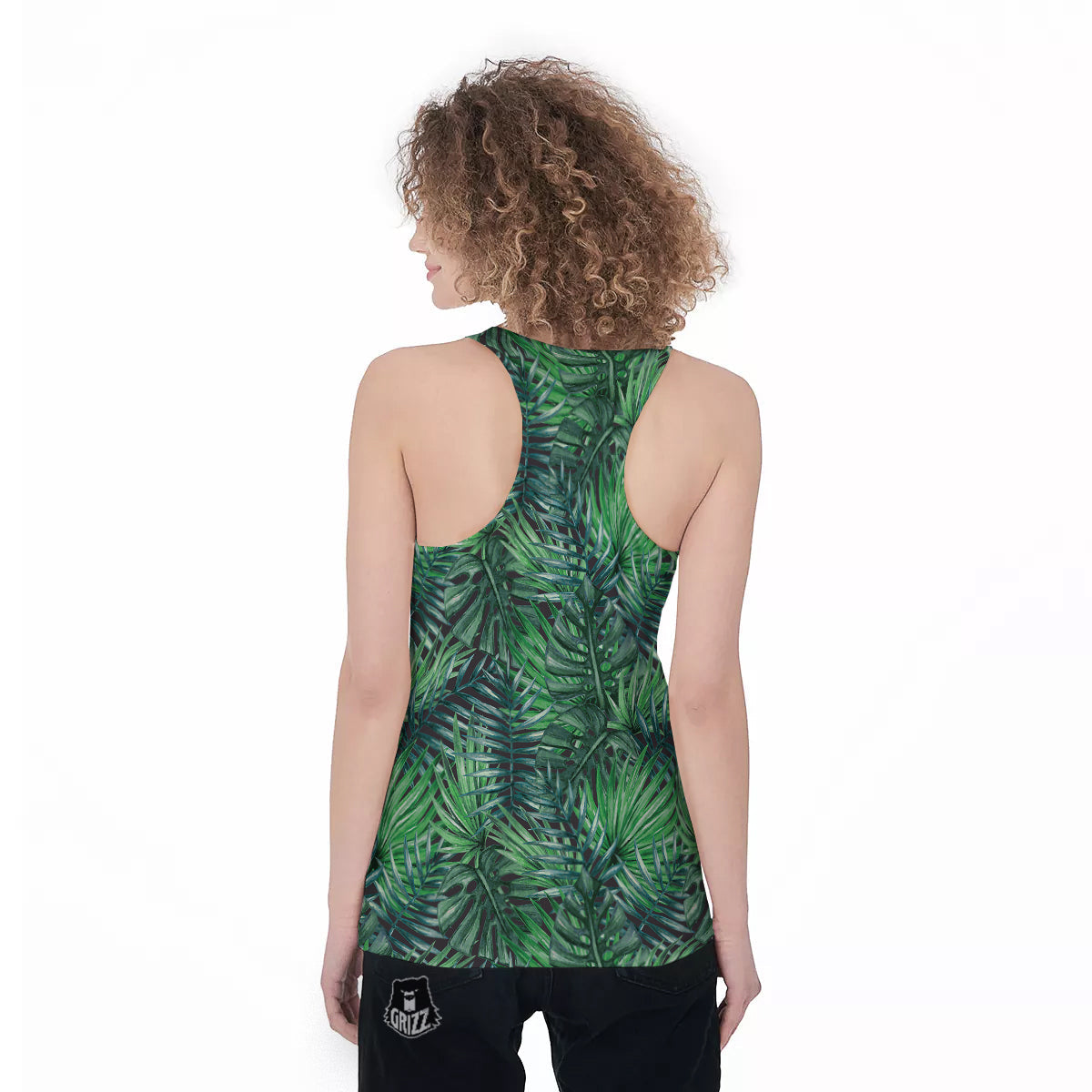 Tropical Leaf Watercolor Print Pattern Women's Racerback Tank Top-grizzshop