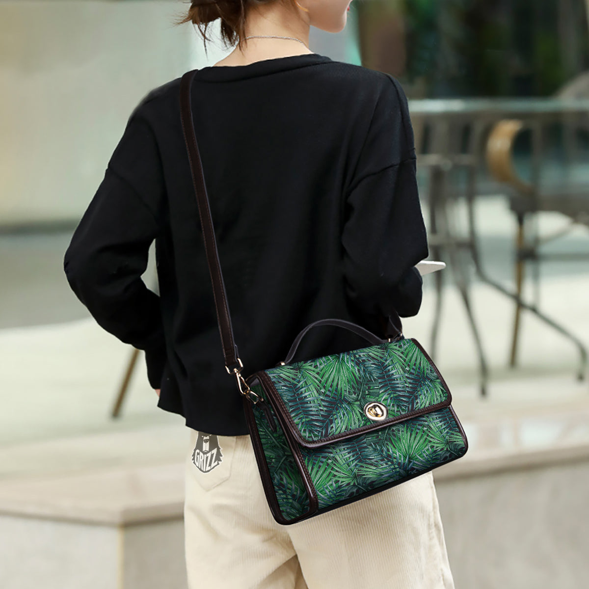 Tropical Leaf Watercolor Print Pattern Women's Satchel Bag-grizzshop
