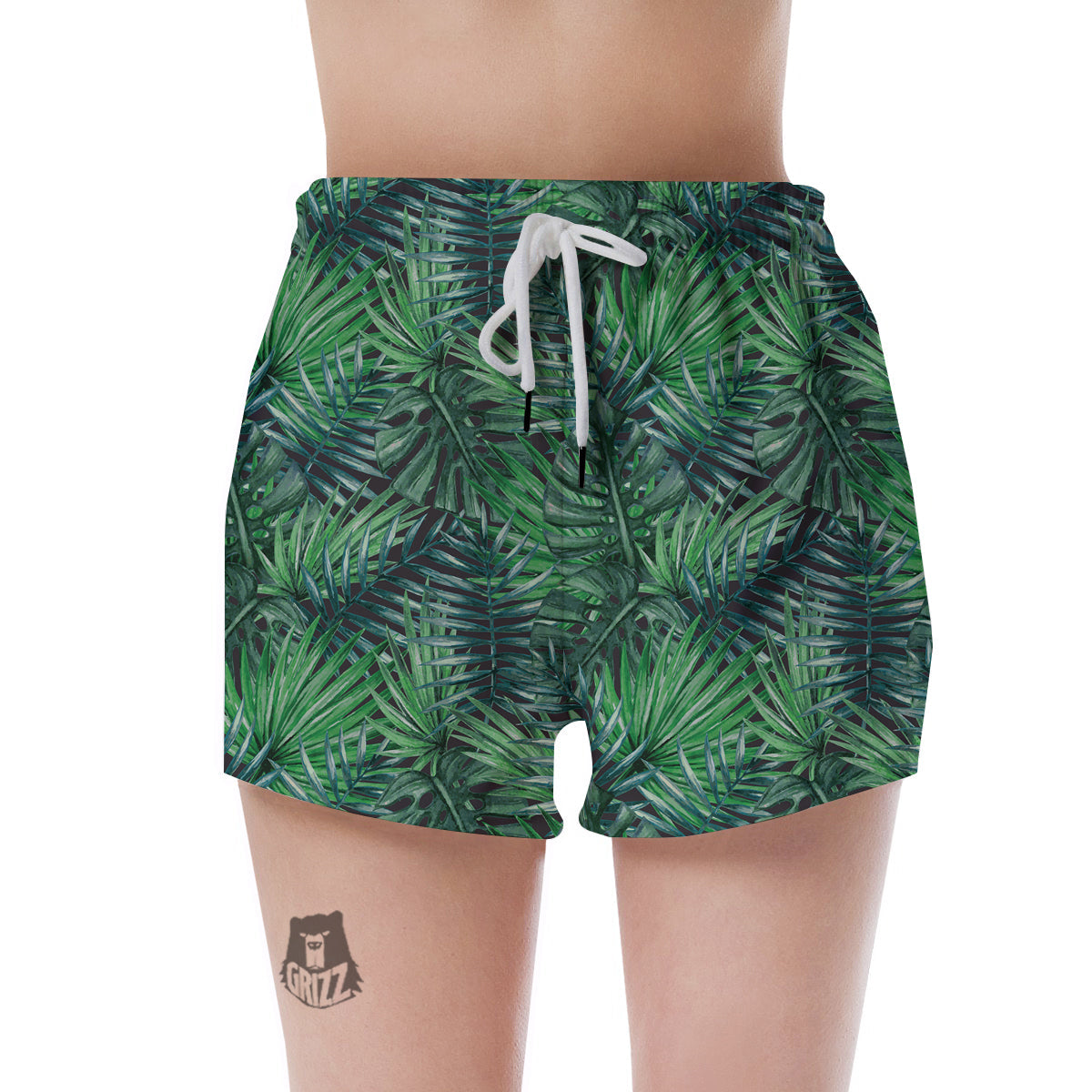Tropical Leaf Watercolor Print Pattern Women's Shorts-grizzshop