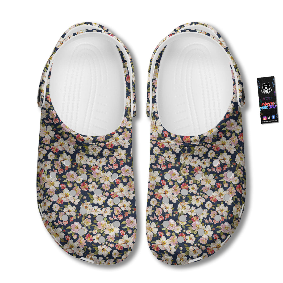 Tropical Leaves Blossom Print Pattern Clog-grizzshop