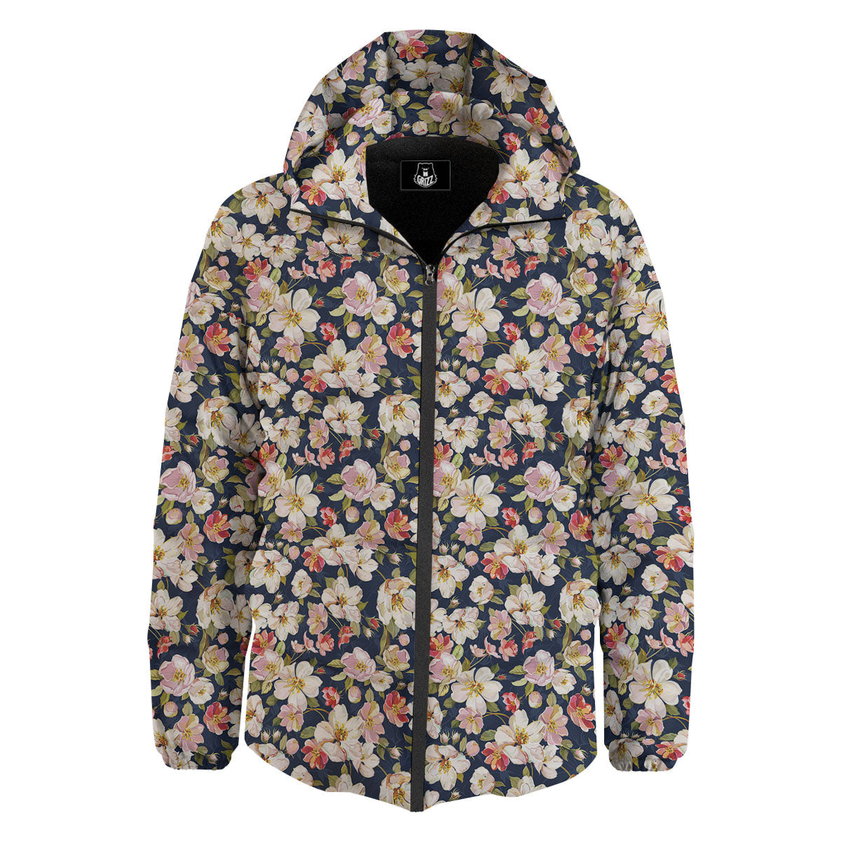Tropical Leaves Blossom Print Pattern Down Jacket-grizzshop