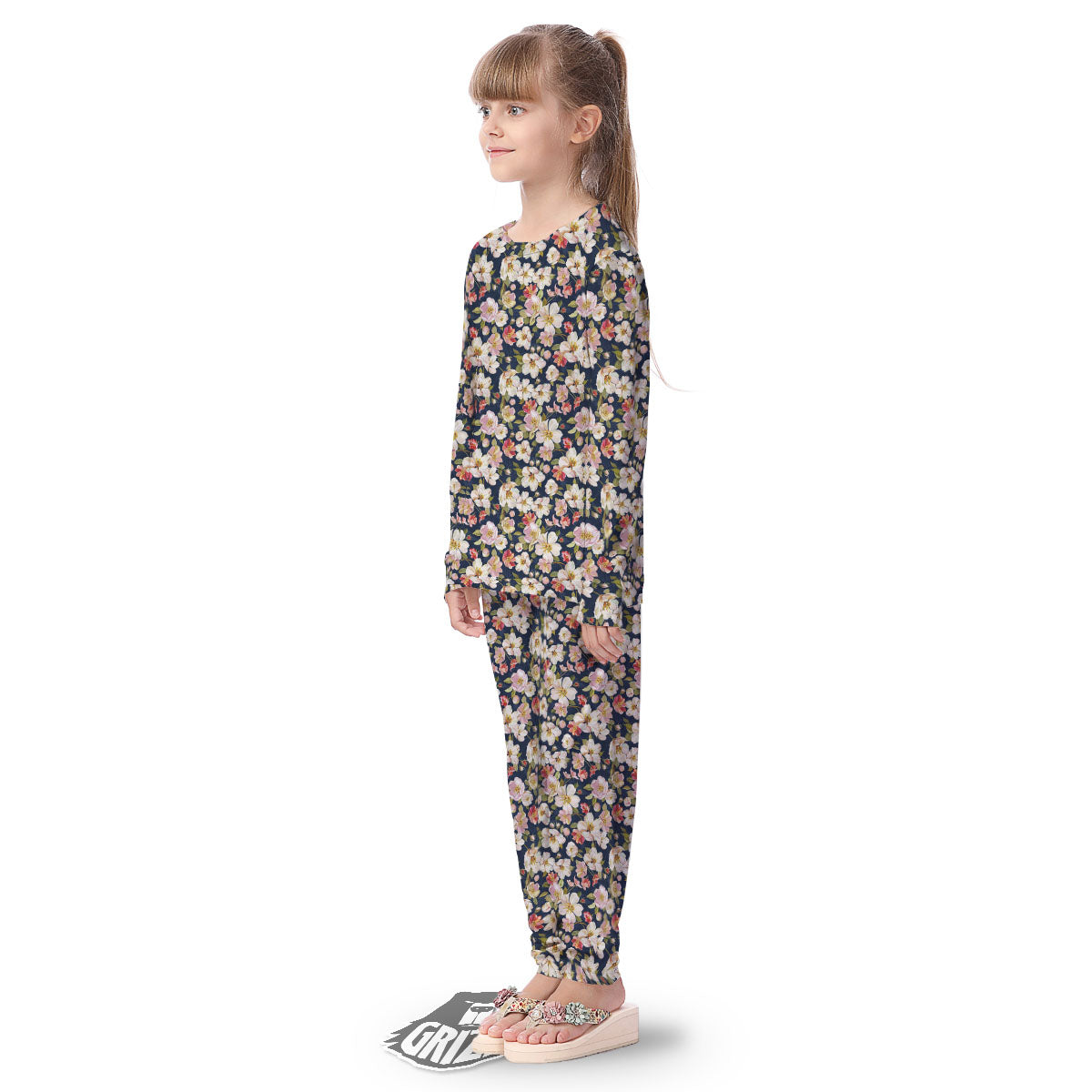 Tropical Leaves Blossom Print Pattern Kid's Pajamas-grizzshop