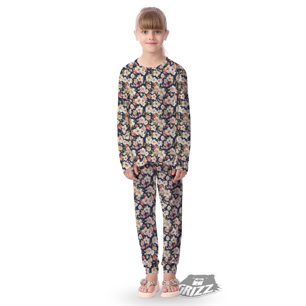 Tropical Leaves Blossom Print Pattern Kid's Pajamas-grizzshop