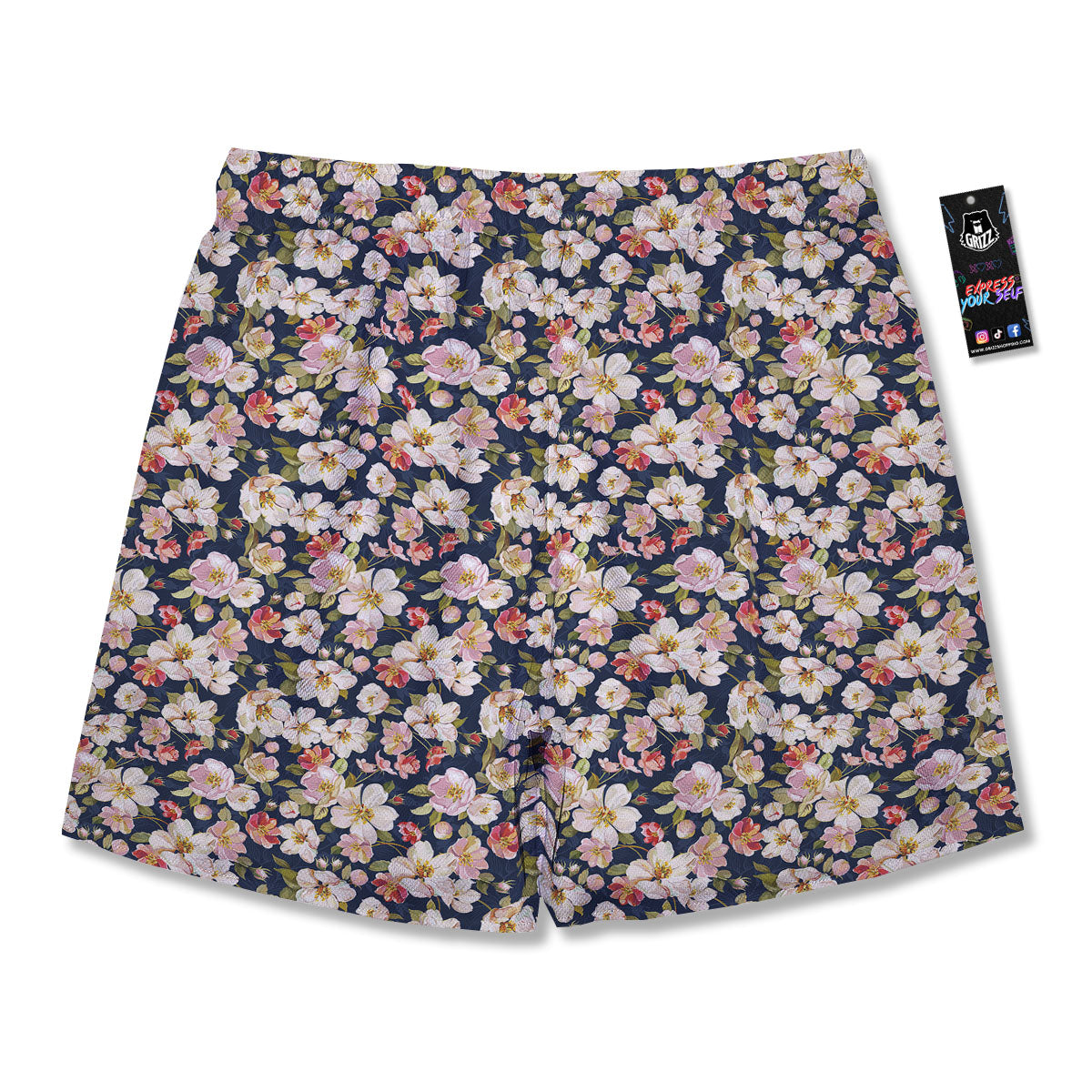 Tropical Leaves Blossom Print Pattern Men's Running Shorts-grizzshop
