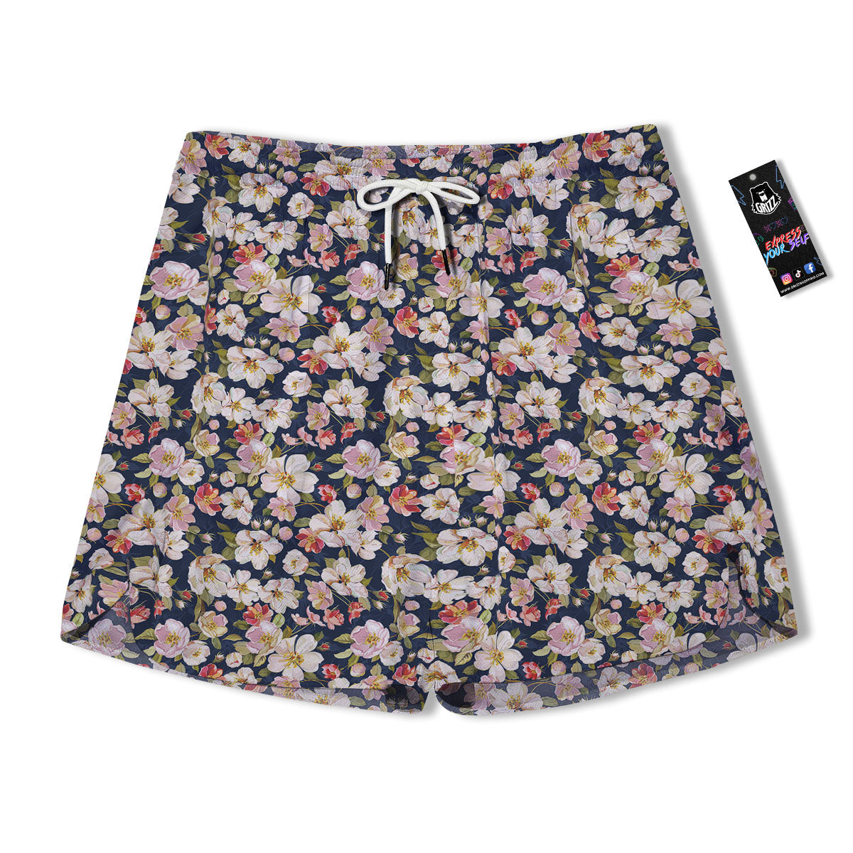 Tropical Leaves Blossom Print Pattern Men's Running Shorts-grizzshop
