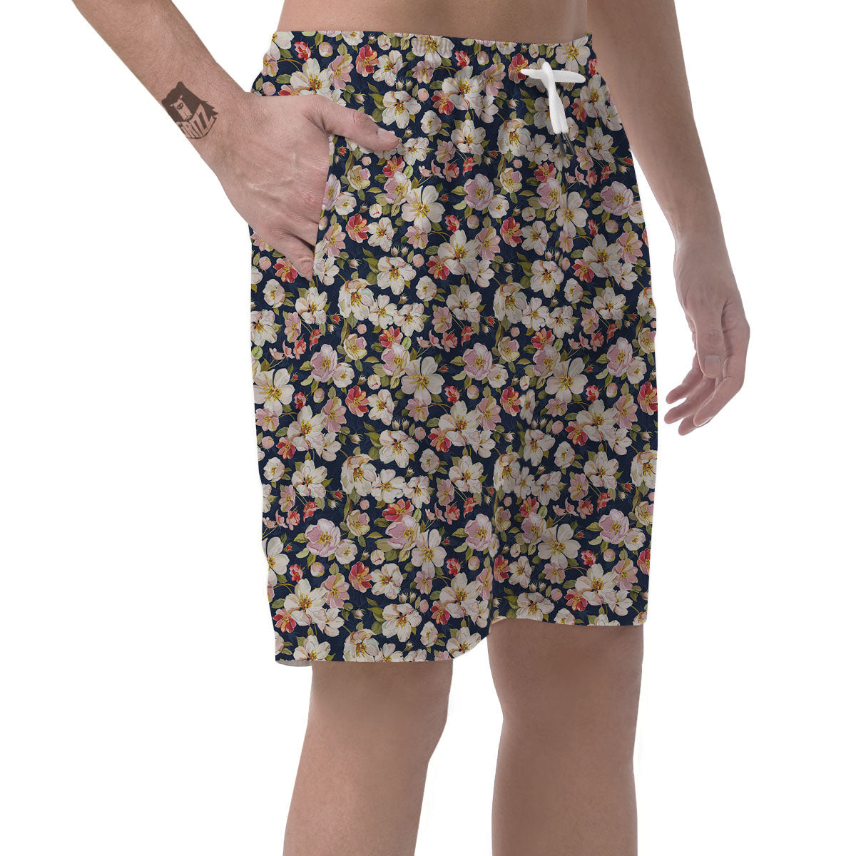 Tropical Leaves Blossom Print Pattern Men's Shorts-grizzshop