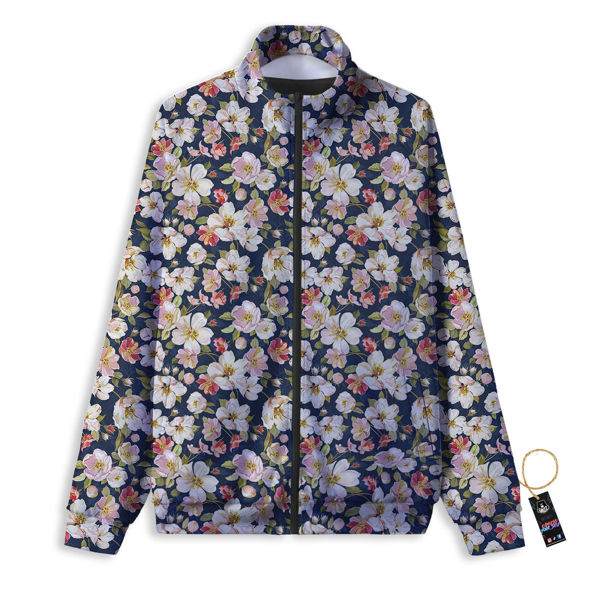 Tropical Leaves Blossom Print Pattern Track Jacket-grizzshop