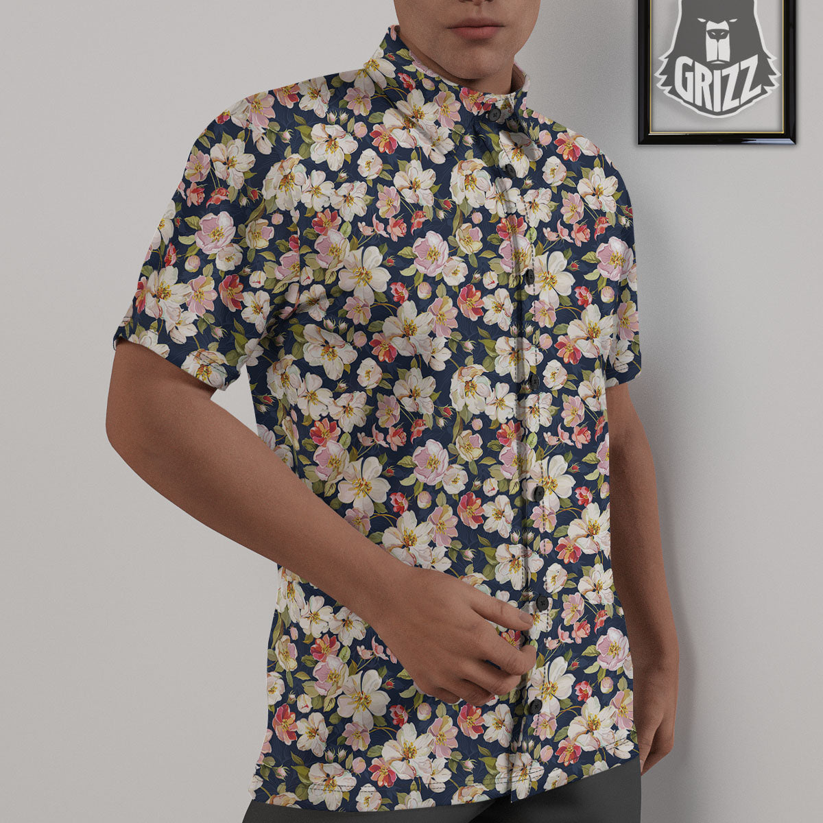 Tropical Leaves Blossom Print Pattern Untucked Shirts-grizzshop