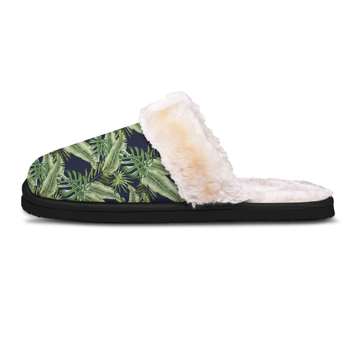 Tropical Leaves Blue Print Slippers-grizzshop