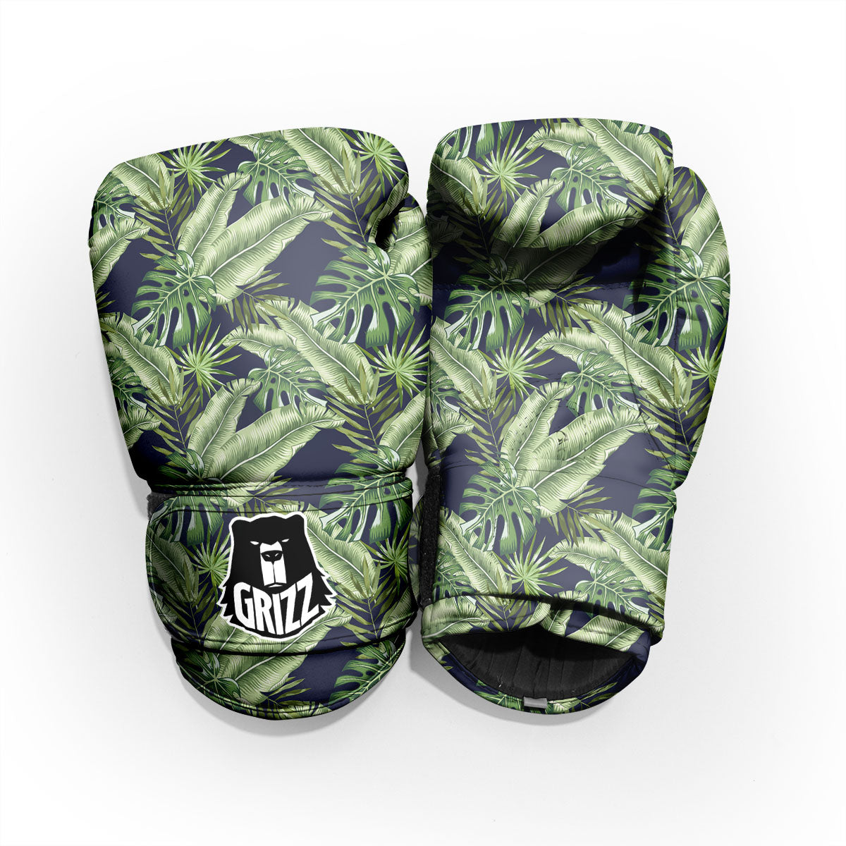 Tropical Leaves Blue Print Sparring Gloves-grizzshop