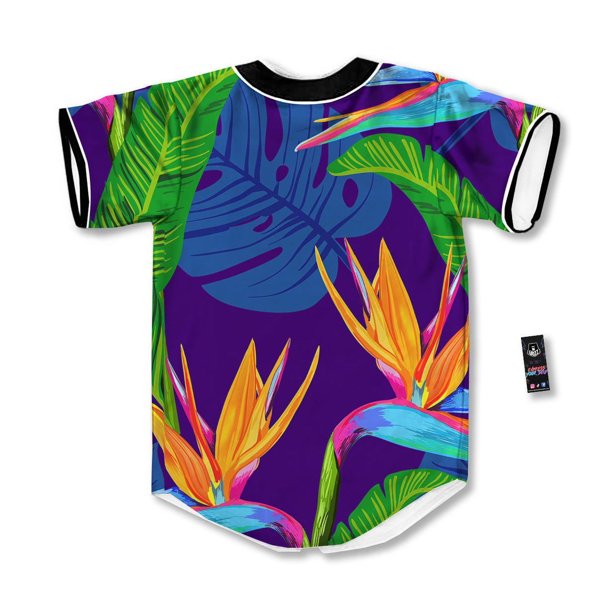 Tropical Leaves Colorful Print Pattern Colorful Baseball Jersey-grizzshop