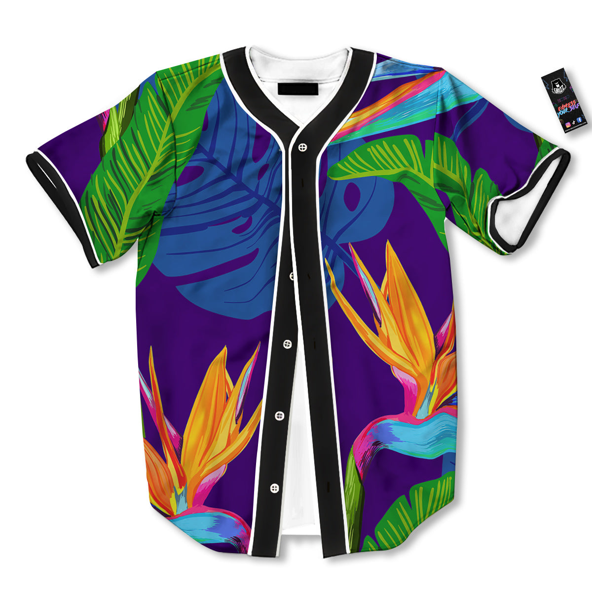 Tropical Leaves Colorful Print Pattern Colorful Baseball Jersey-grizzshop