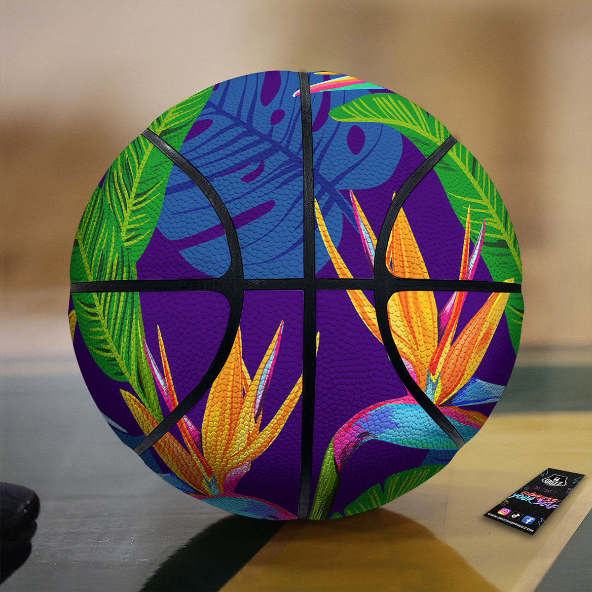 Tropical Leaves Colorful Print Pattern Colorful Basketball-grizzshop