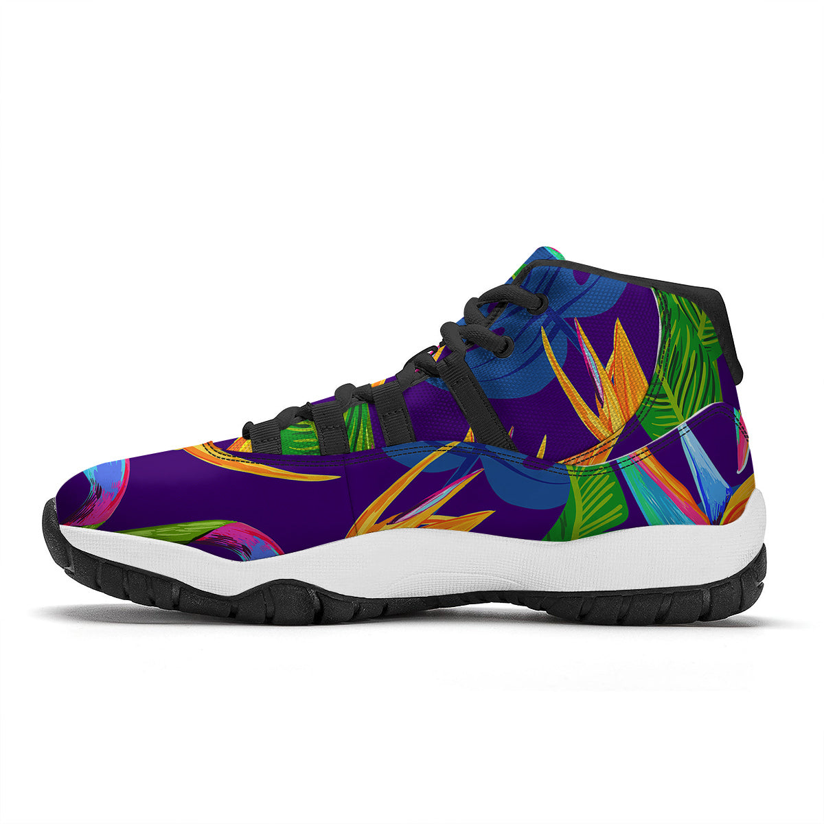 Tropical Leaves Colorful Print Pattern Colorful Black Bball Shoes-grizzshop