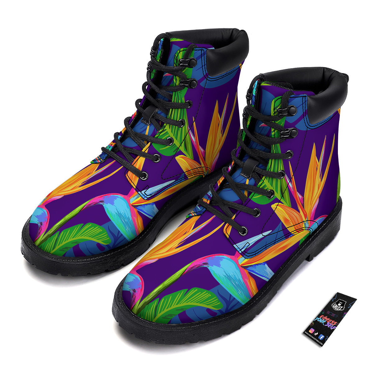 Tropical Leaves Colorful Print Pattern Colorful Boots-grizzshop