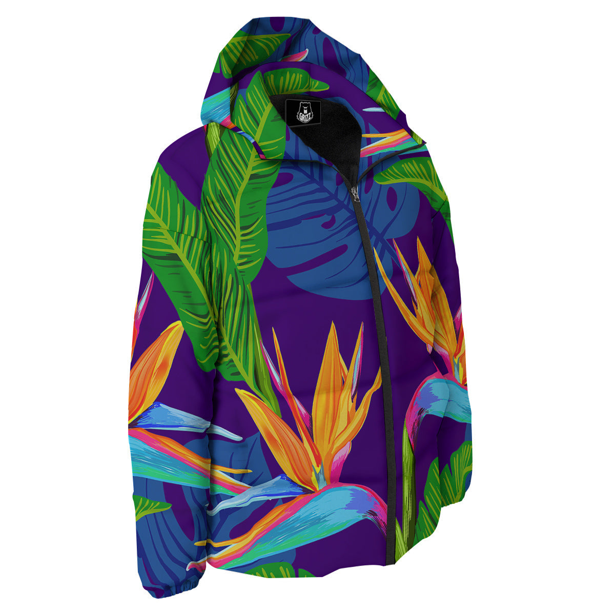 Tropical Leaves Colorful Print Pattern Colorful Down Jacket-grizzshop