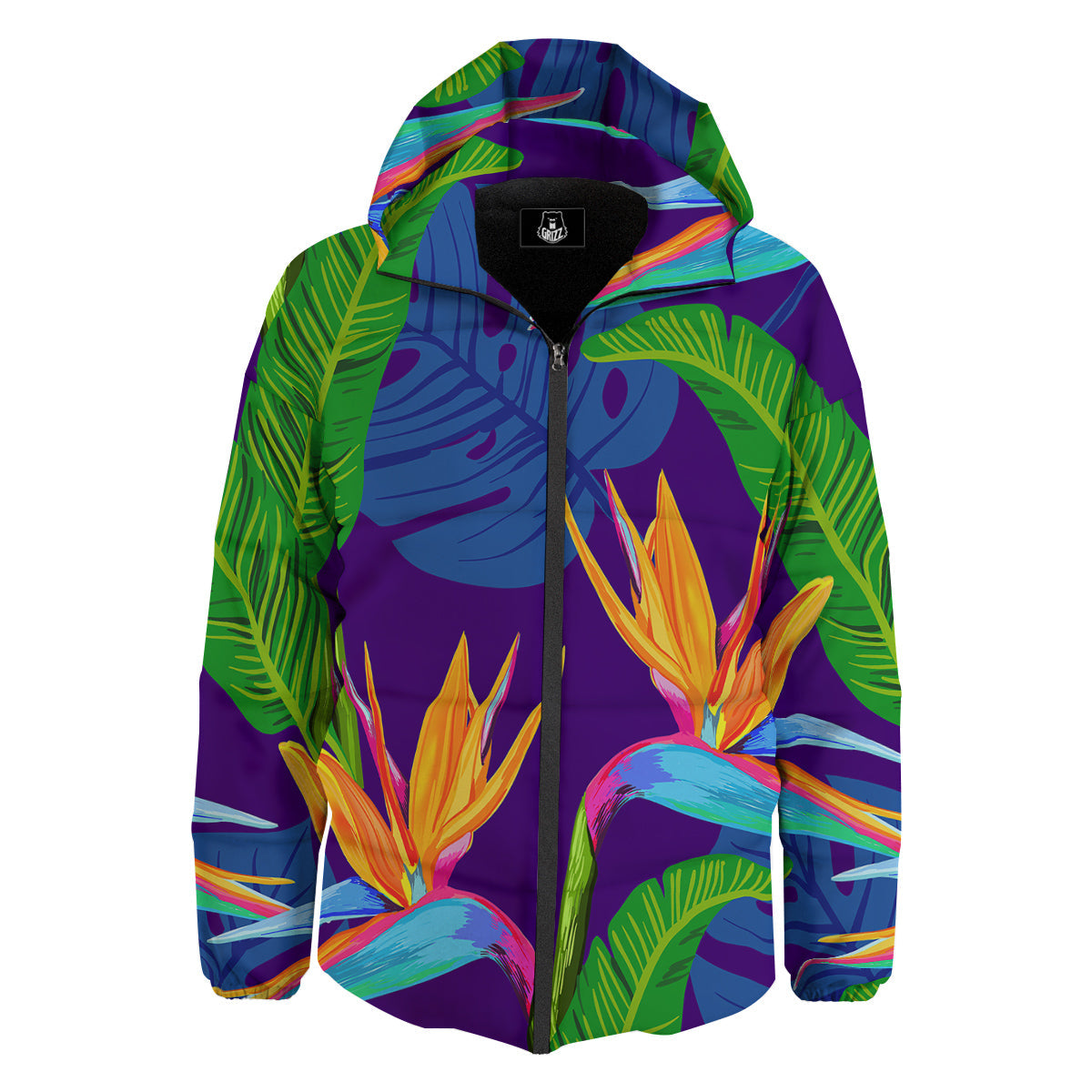 Tropical Leaves Colorful Print Pattern Colorful Down Jacket-grizzshop