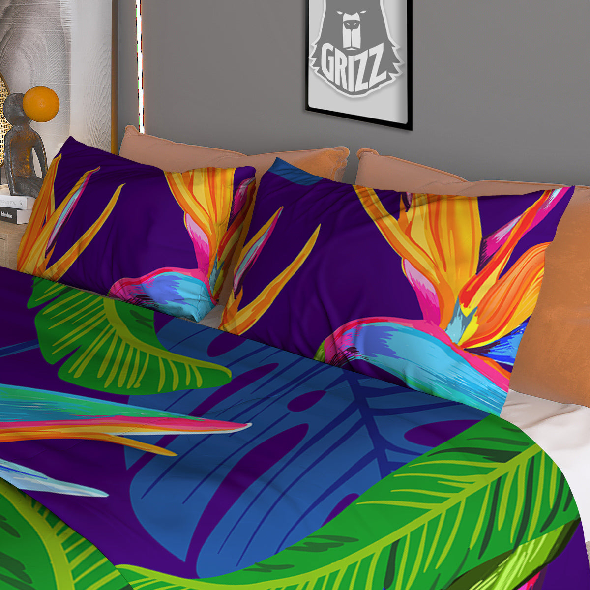 Tropical Leaves Colorful Print Pattern Colorful Duvet Cover Bedding Set-grizzshop