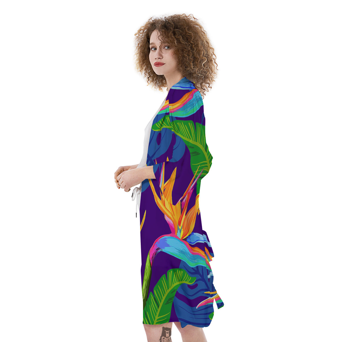 Tropical Leaves Colorful Print Pattern Colorful Kimono-grizzshop
