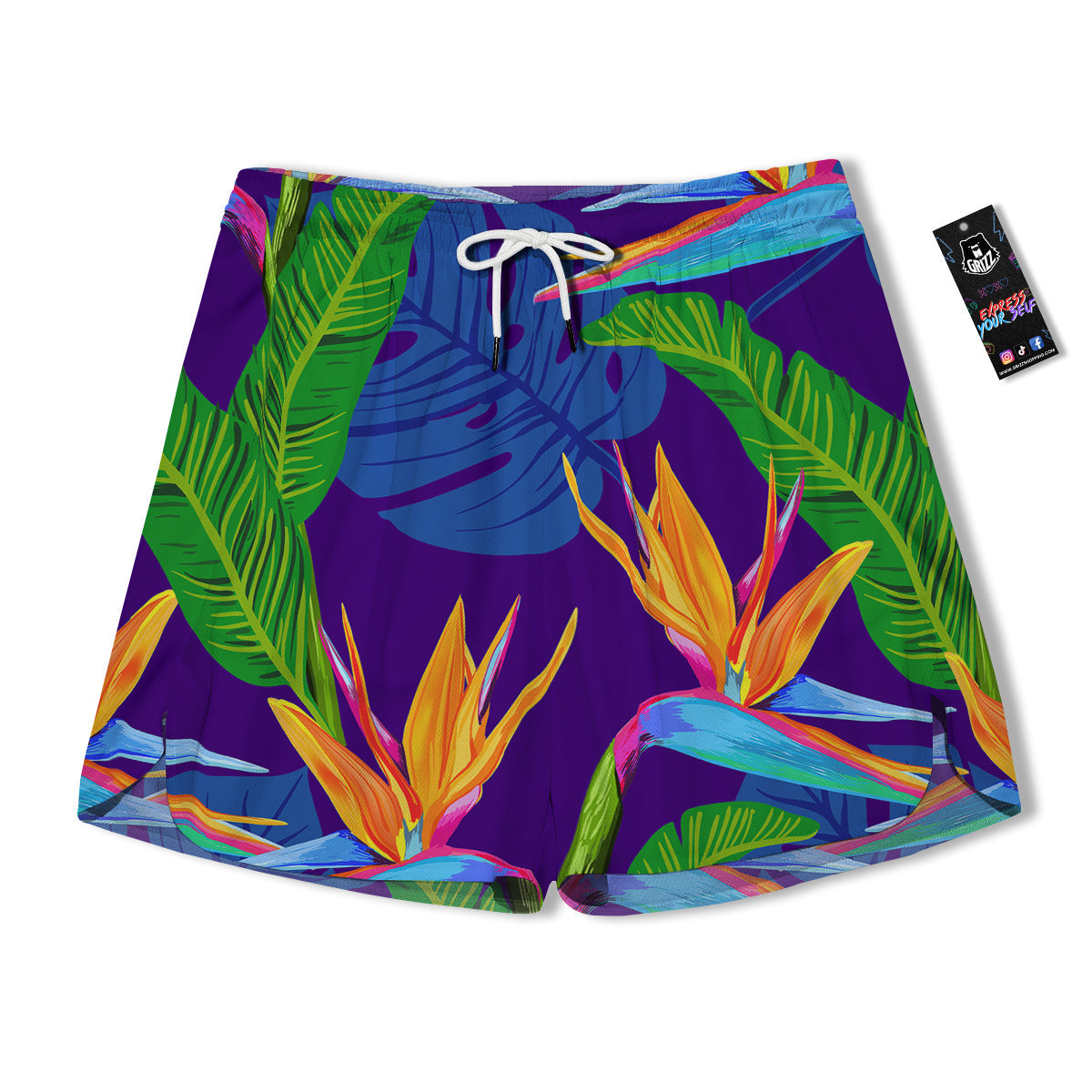 Tropical Leaves Colorful Print Pattern Colorful Men's Running Shorts-grizzshop