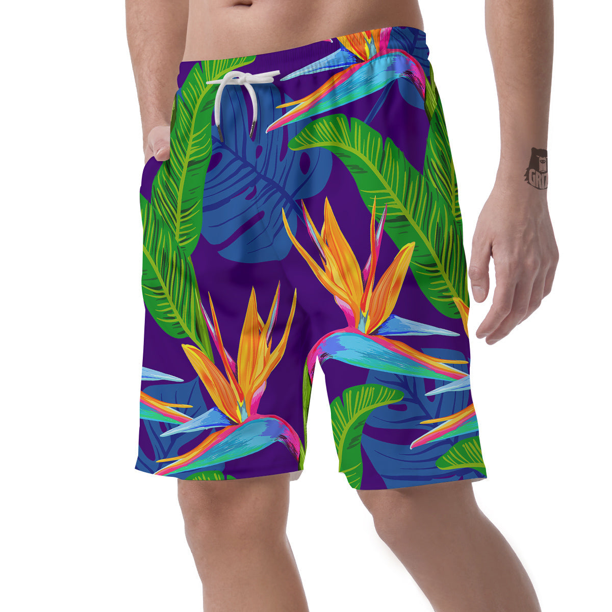 Tropical Leaves Colorful Print Pattern Colorful Men's Shorts-grizzshop