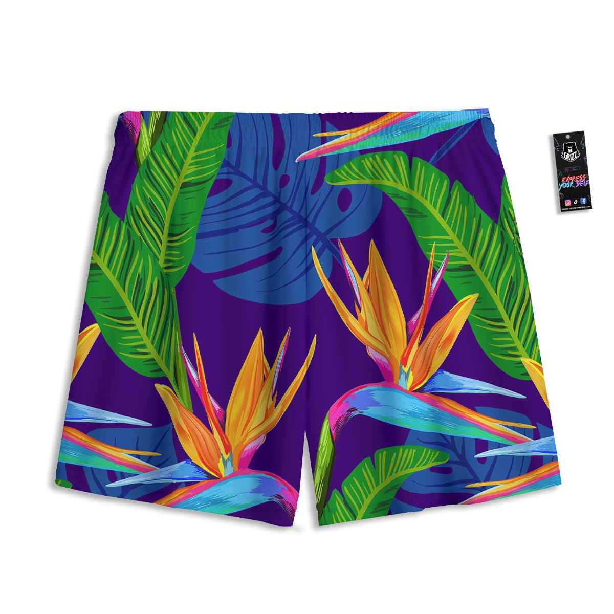 Tropical Leaves Colorful Print Pattern Colorful Mesh Shorts-grizzshop