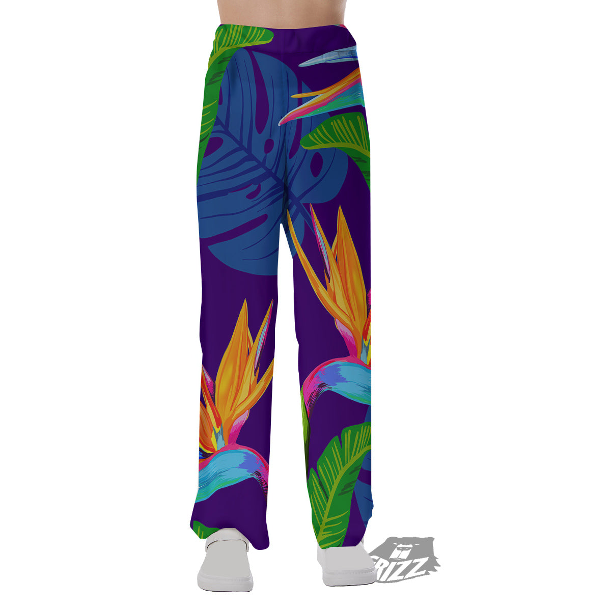 Tropical Leaves Colorful Print Pattern Colorful Pajama Pants-grizzshop
