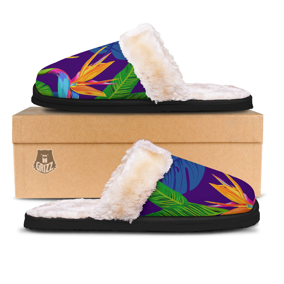 Tropical Leaves Colorful Print Pattern Colorful Slippers-grizzshop