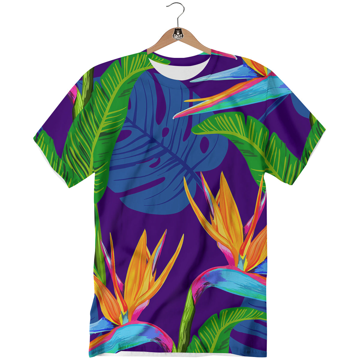 Tropical Leaves Colorful Print Pattern Colorful T-Shirt-grizzshop