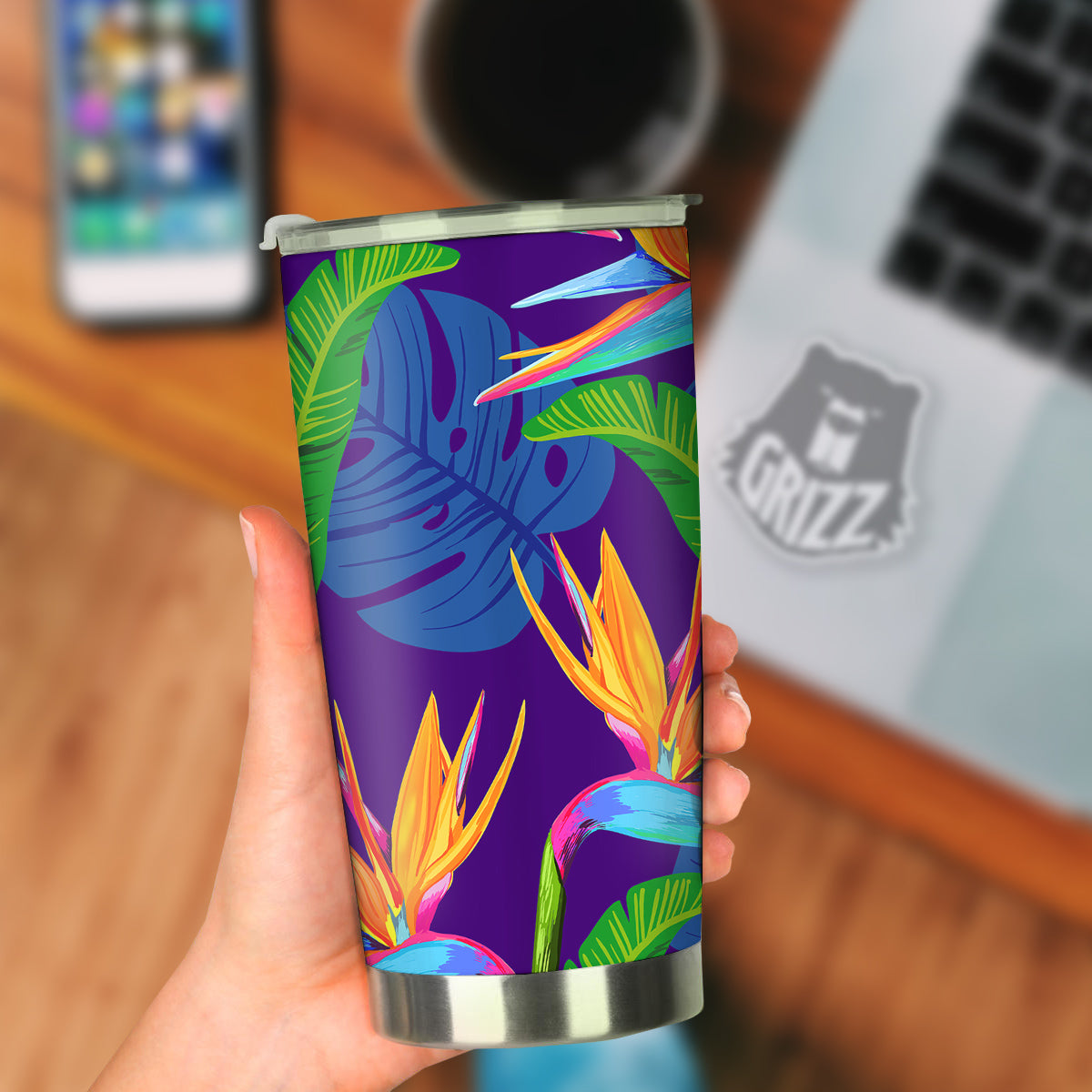 Tropical Leaves Colorful Print Pattern Colorful Tumbler-grizzshop