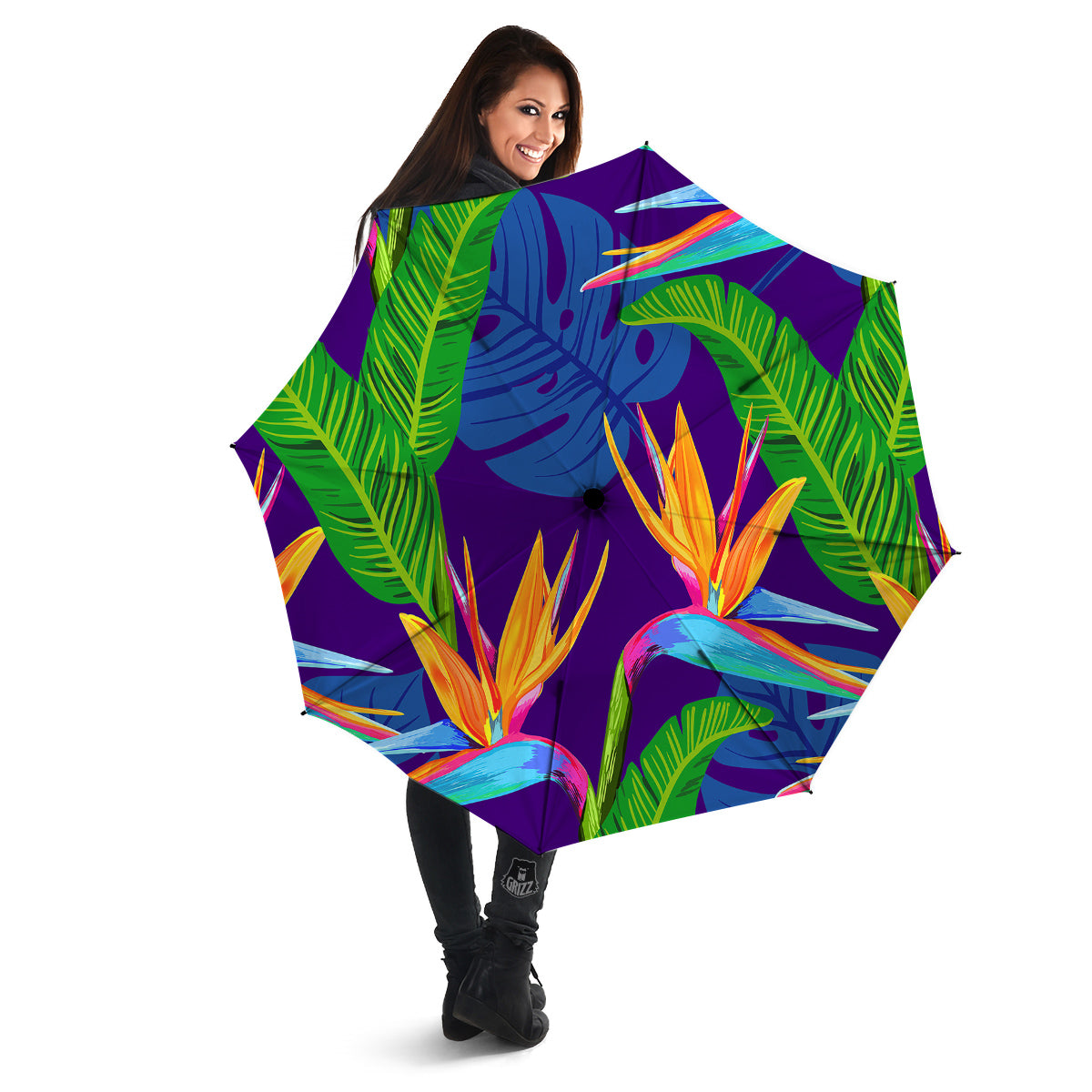 Tropical Leaves Colorful Print Pattern Colorful Umbrella-grizzshop