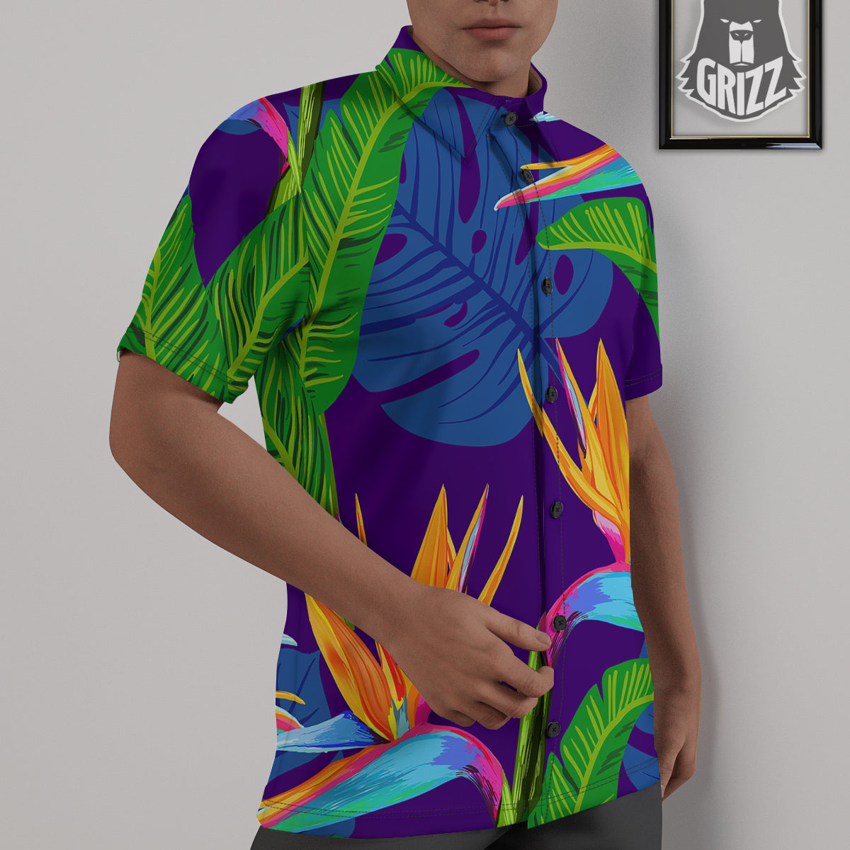 Tropical Leaves Colorful Print Pattern Colorful Untucked Shirts-grizzshop