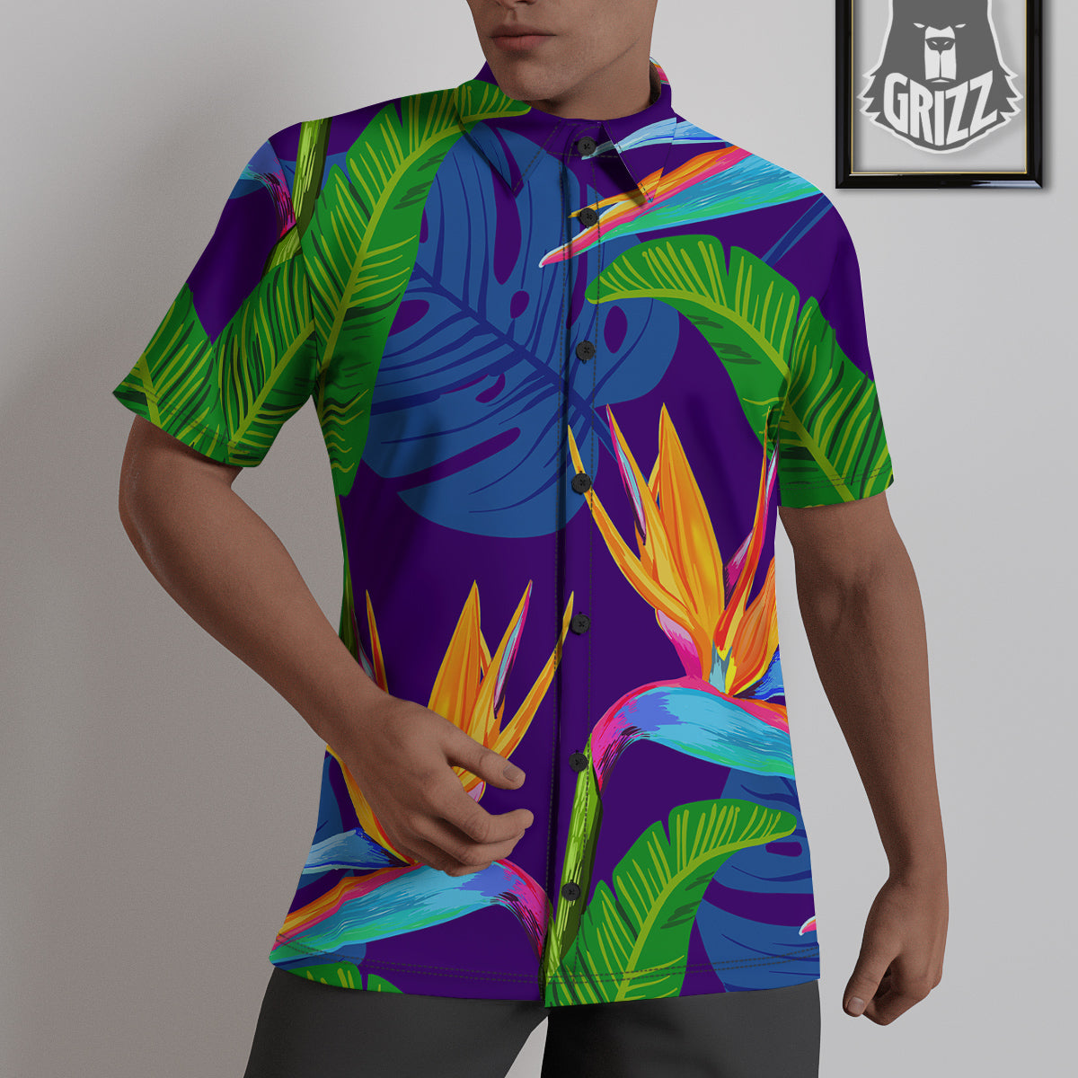Tropical Leaves Colorful Print Pattern Colorful Untucked Shirts-grizzshop