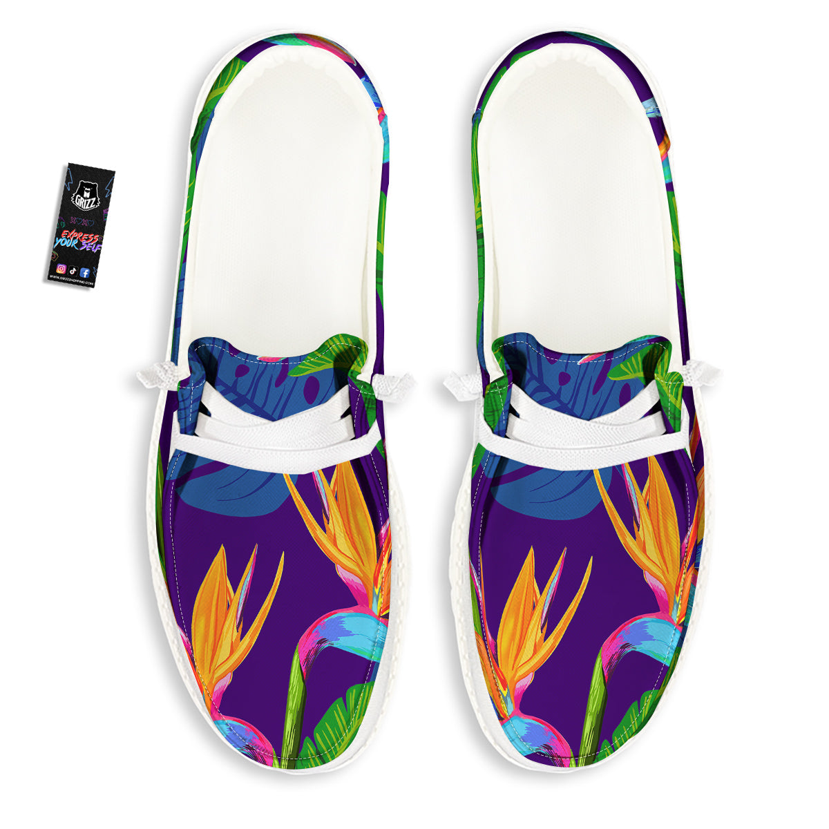 Tropical Leaves Colorful Print Pattern Colorful White Loafers-grizzshop