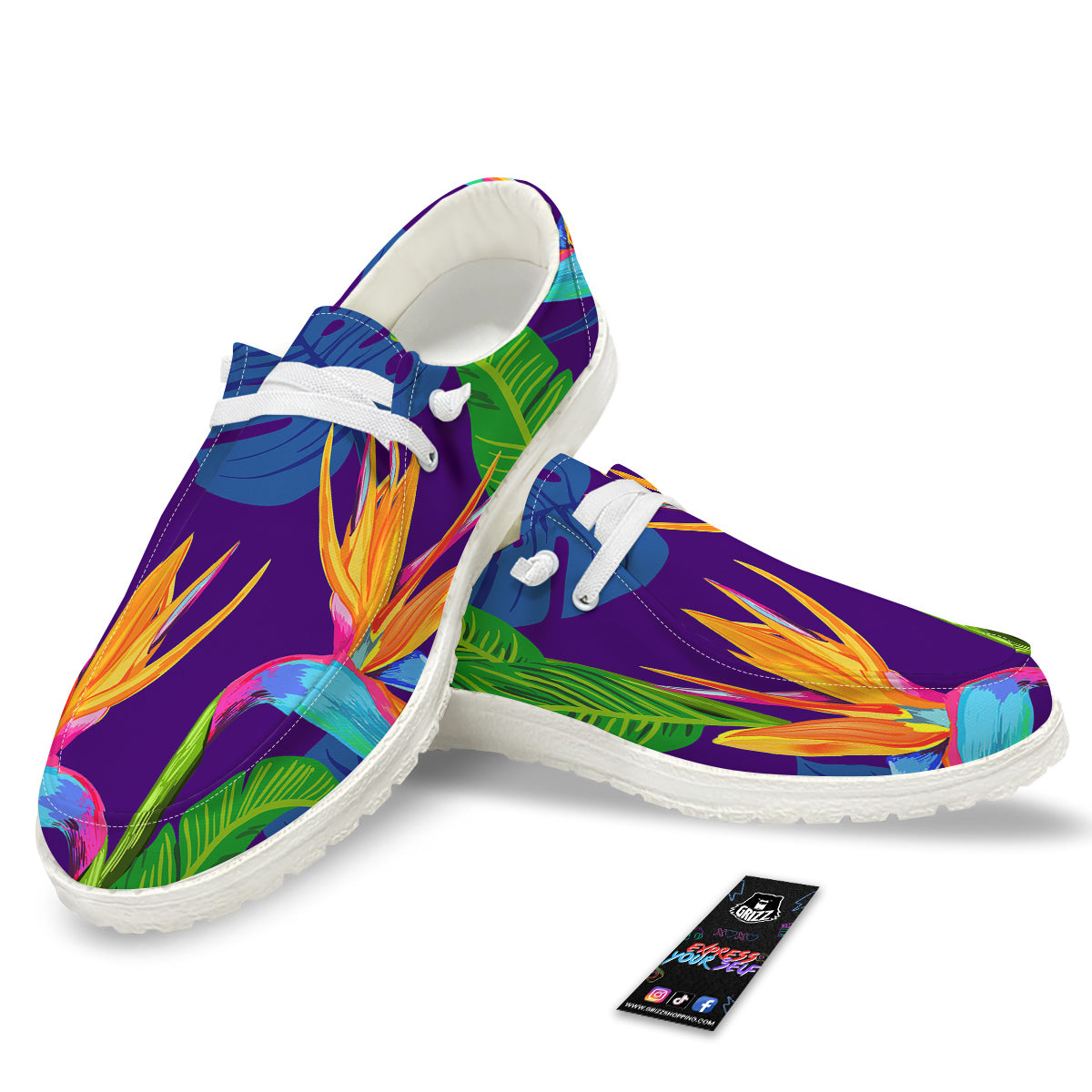 Tropical Leaves Colorful Print Pattern Colorful White Loafers-grizzshop