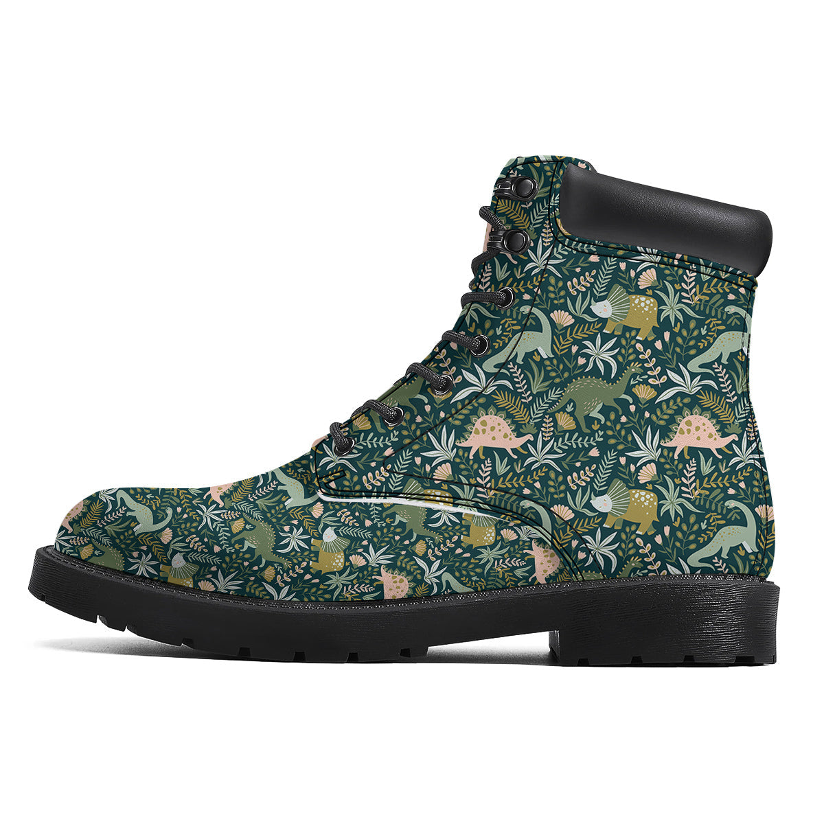 Tropical Leaves Cute Dino Print Pattern Boots-grizzshop