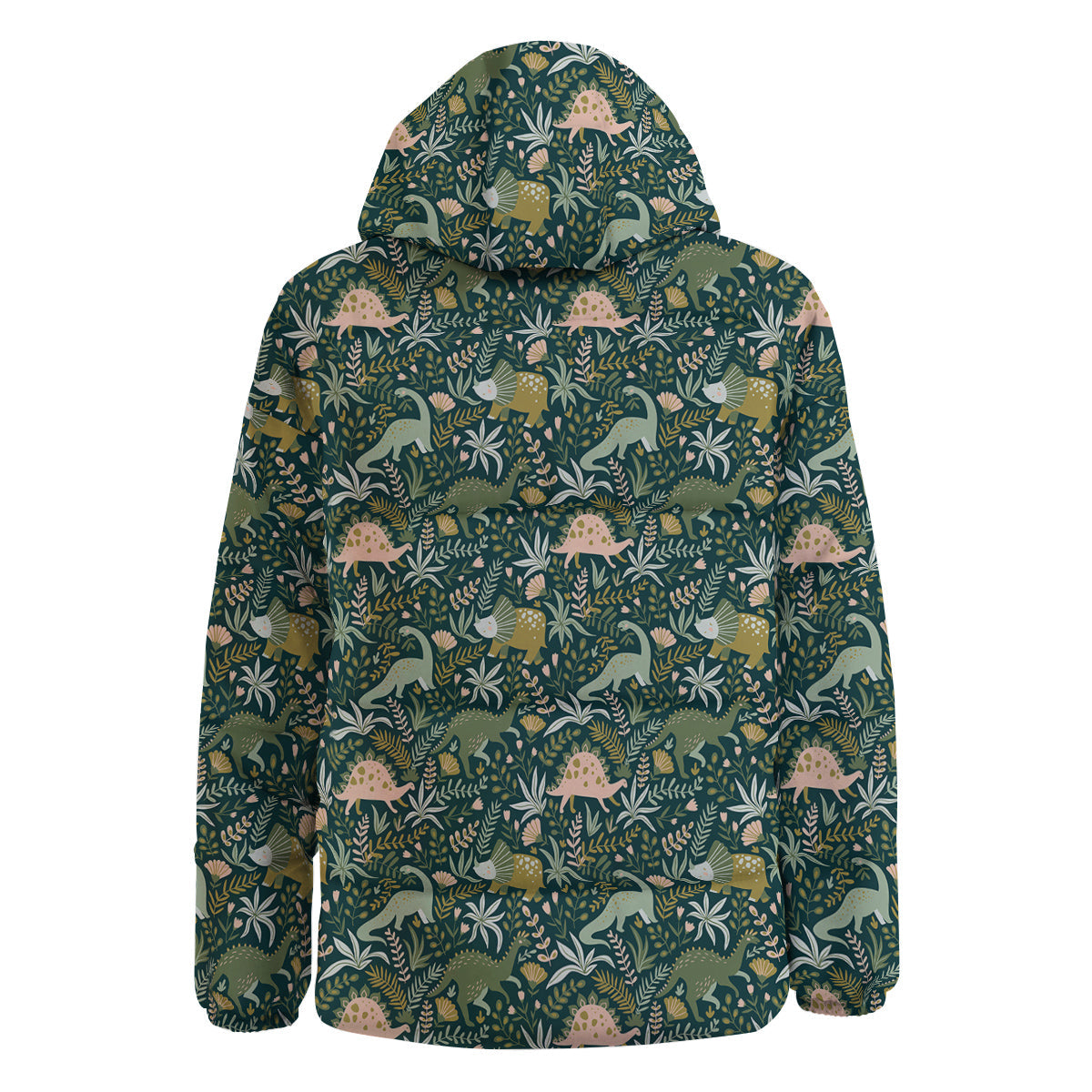 Tropical Leaves Cute Dino Print Pattern Down Jacket-grizzshop