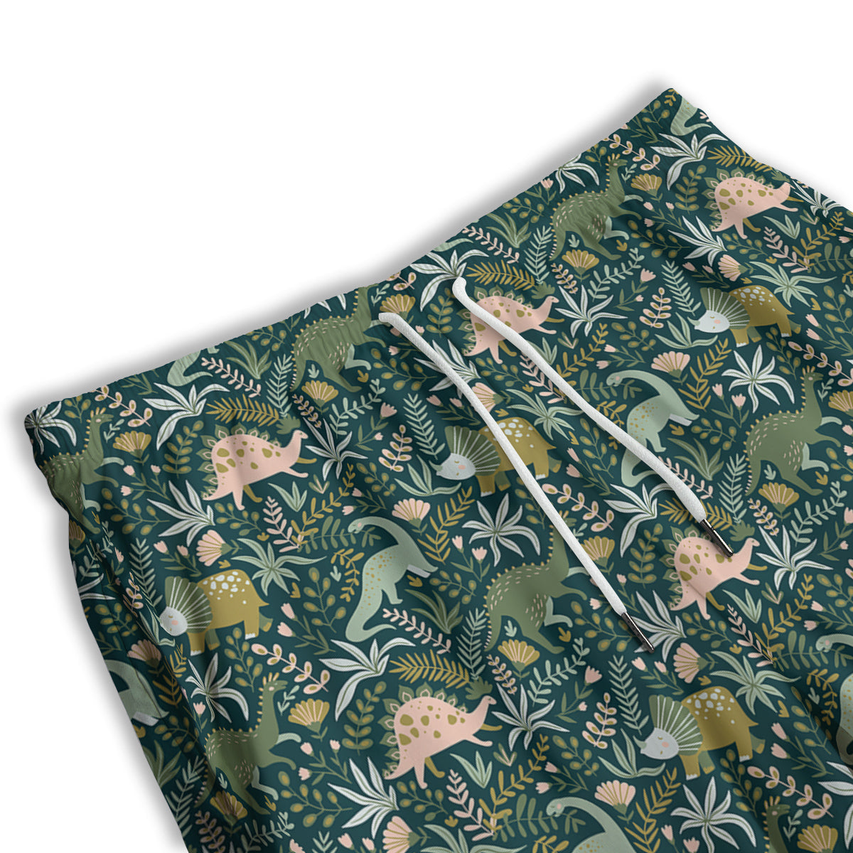 Tropical Leaves Cute Dino Print Pattern Men's Athletic Shorts-grizzshop