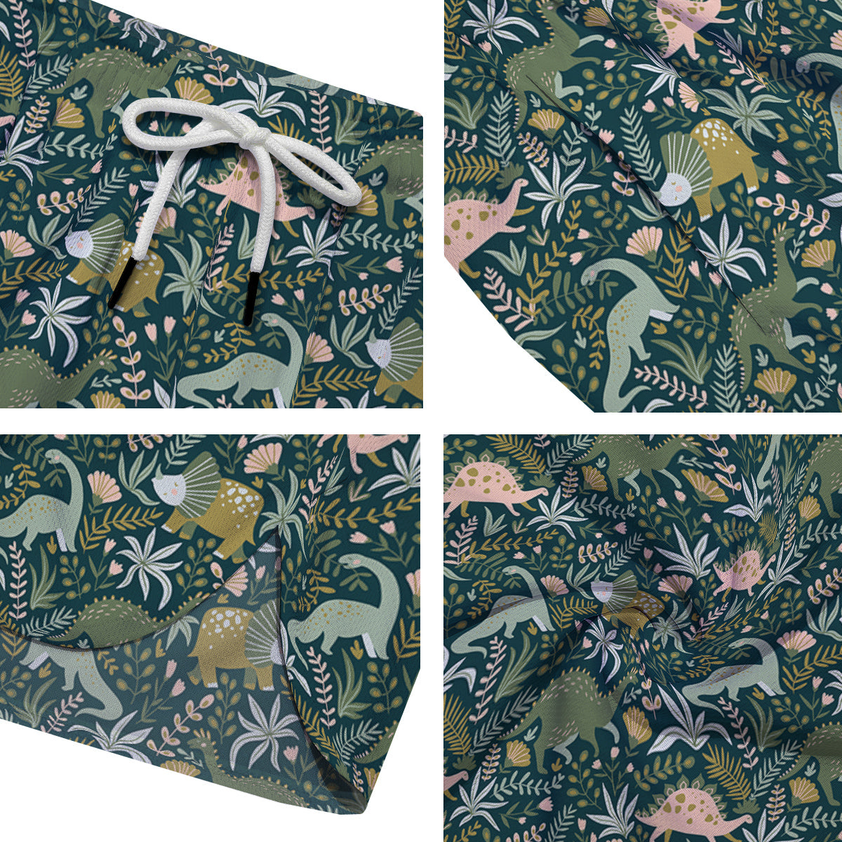 Tropical Leaves Cute Dino Print Pattern Men's Running Shorts-grizzshop