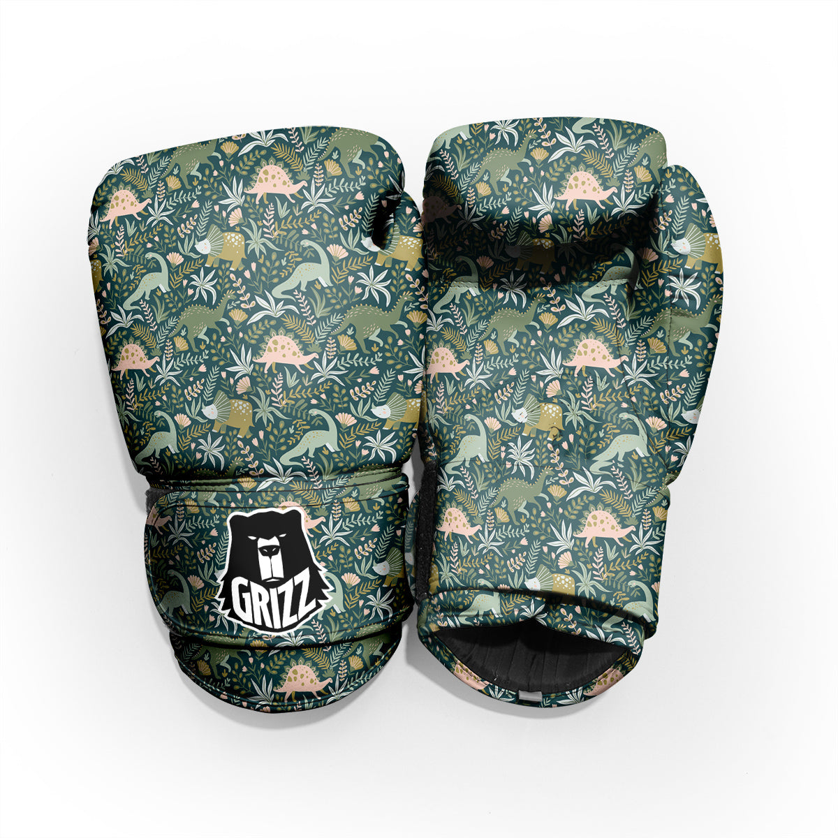 Tropical Leaves Cute Dino Print Pattern Sparring Gloves-grizzshop