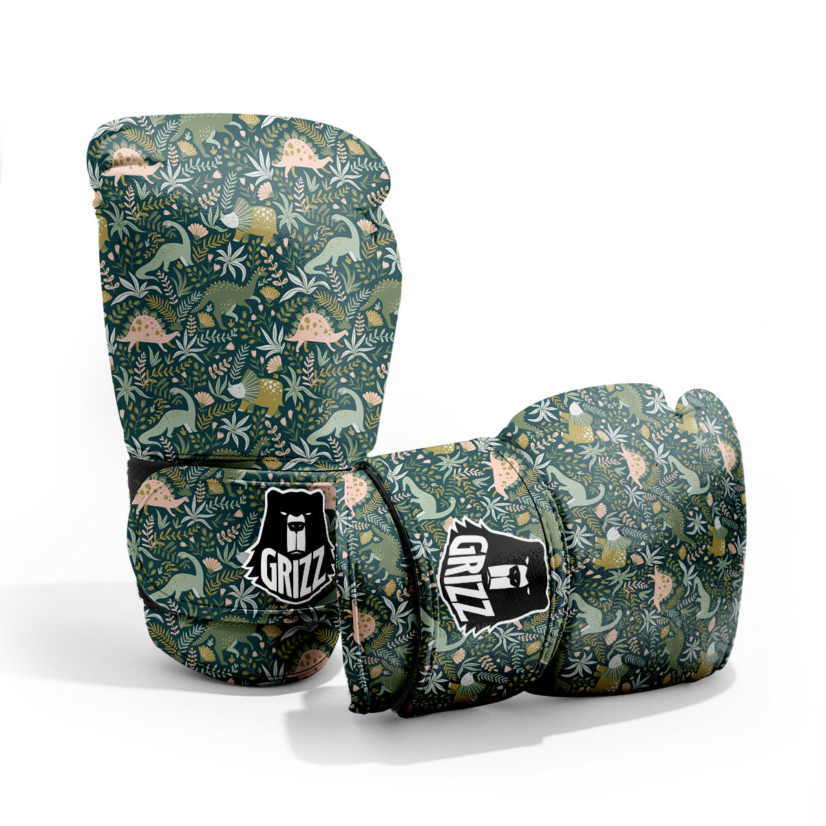 Tropical Leaves Cute Dino Print Pattern Sparring Gloves-grizzshop