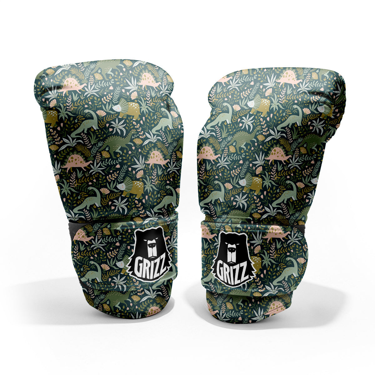 Tropical Leaves Cute Dino Print Pattern Sparring Gloves-grizzshop