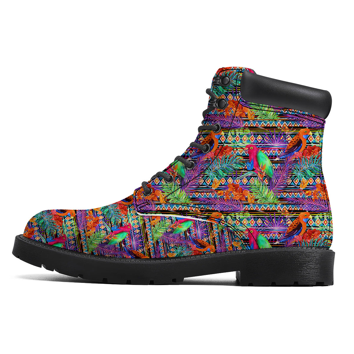 Tropical Leaves Exotic Bird Aztec Print Pattern Boots-grizzshop